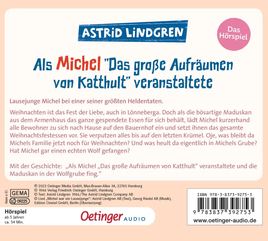 Als Michel "Das große Aufräumen von Katthult" veranstaltete. Das Hörspiel, 9783837392753
