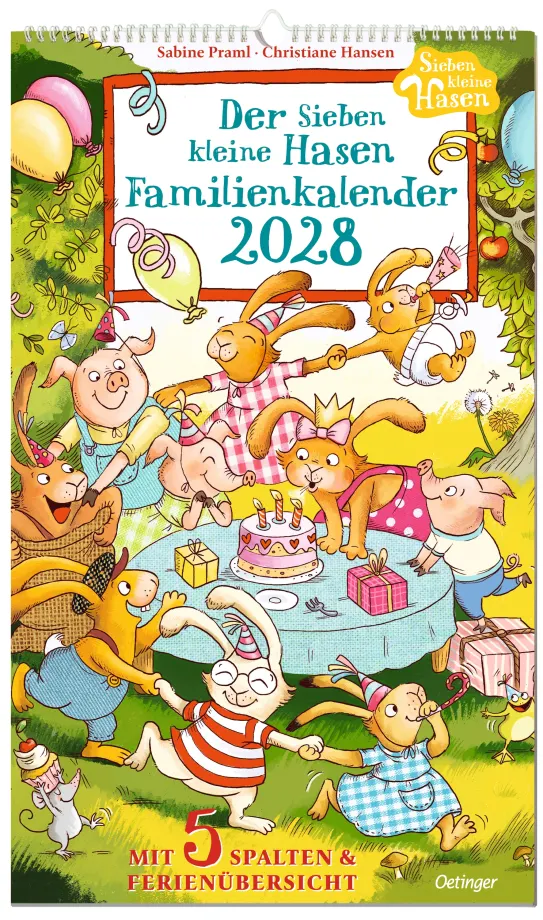 Sieben kleine Hasen. Familienkalender 2028, 4255882500780