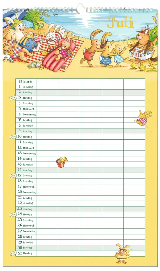 Sieben kleine Hasen. Familienkalender 2028, 4255882500780