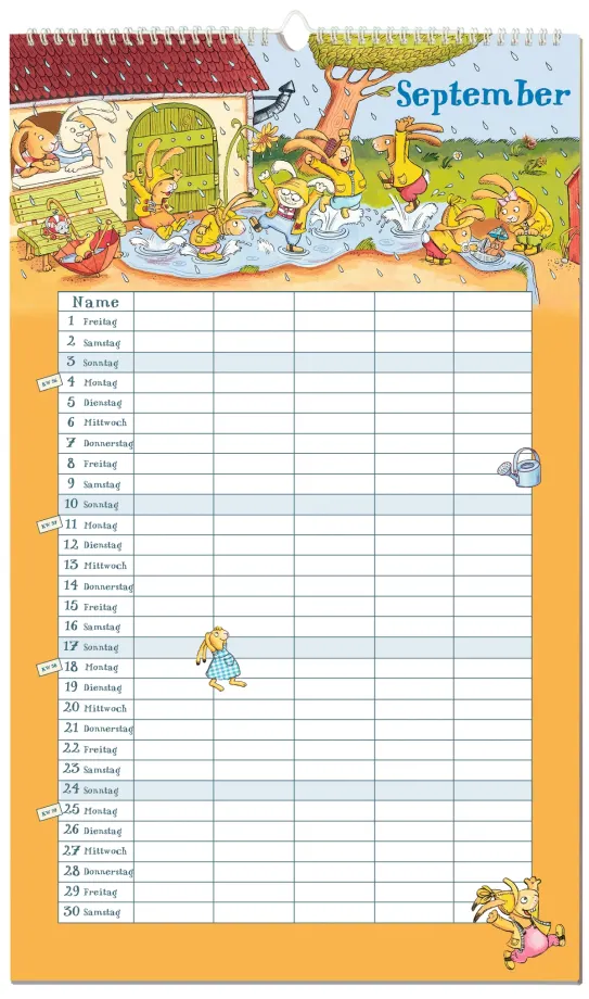 Sieben kleine Hasen. Familienkalender 2028, 4255882500780