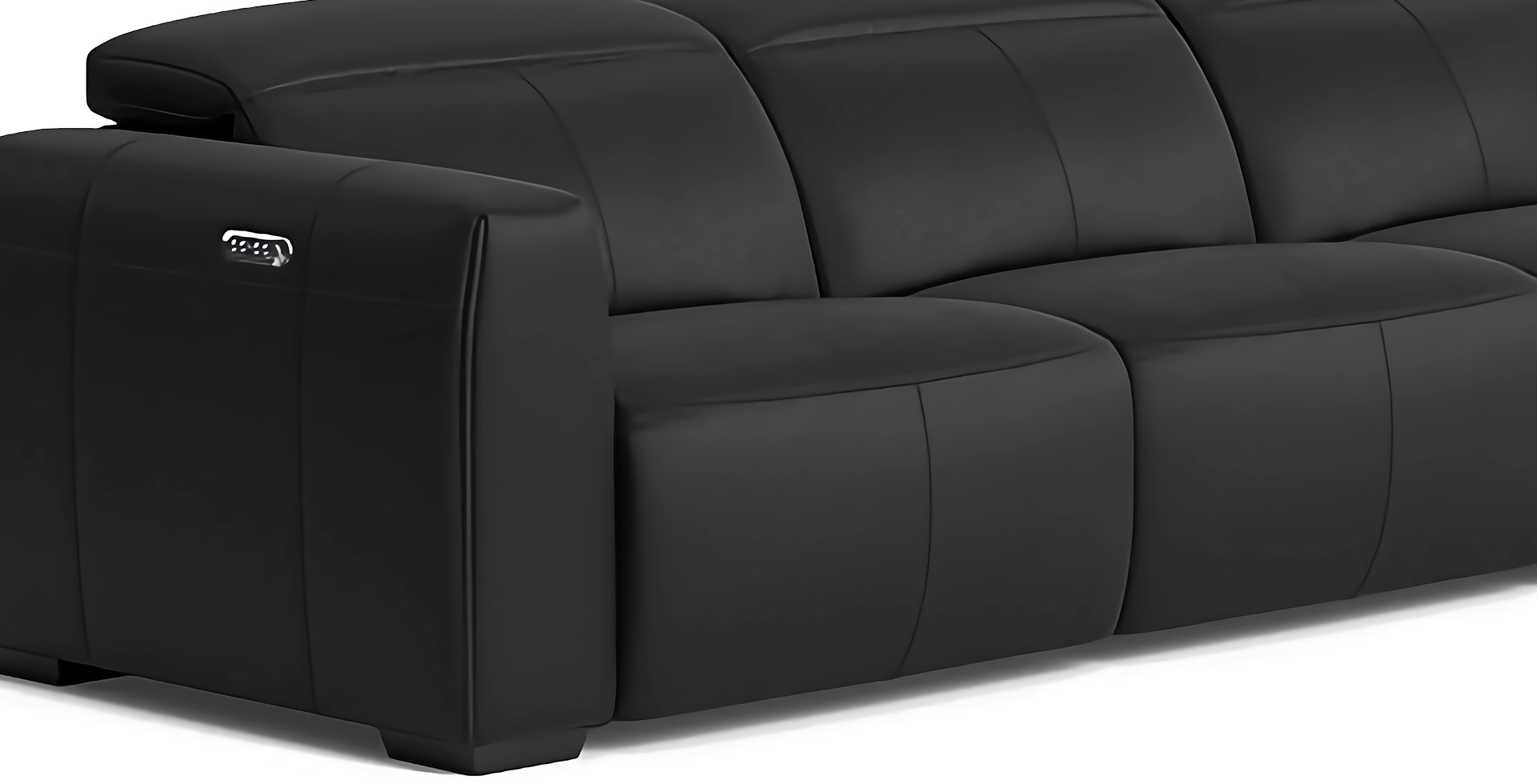 Valencia Carmen Leather Three Seats with Dual Recliner Sofa, Black