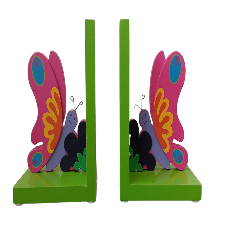 Orange Tree Toys Butterfly Bookends | Decorative Wooden Home Decor | VGUC