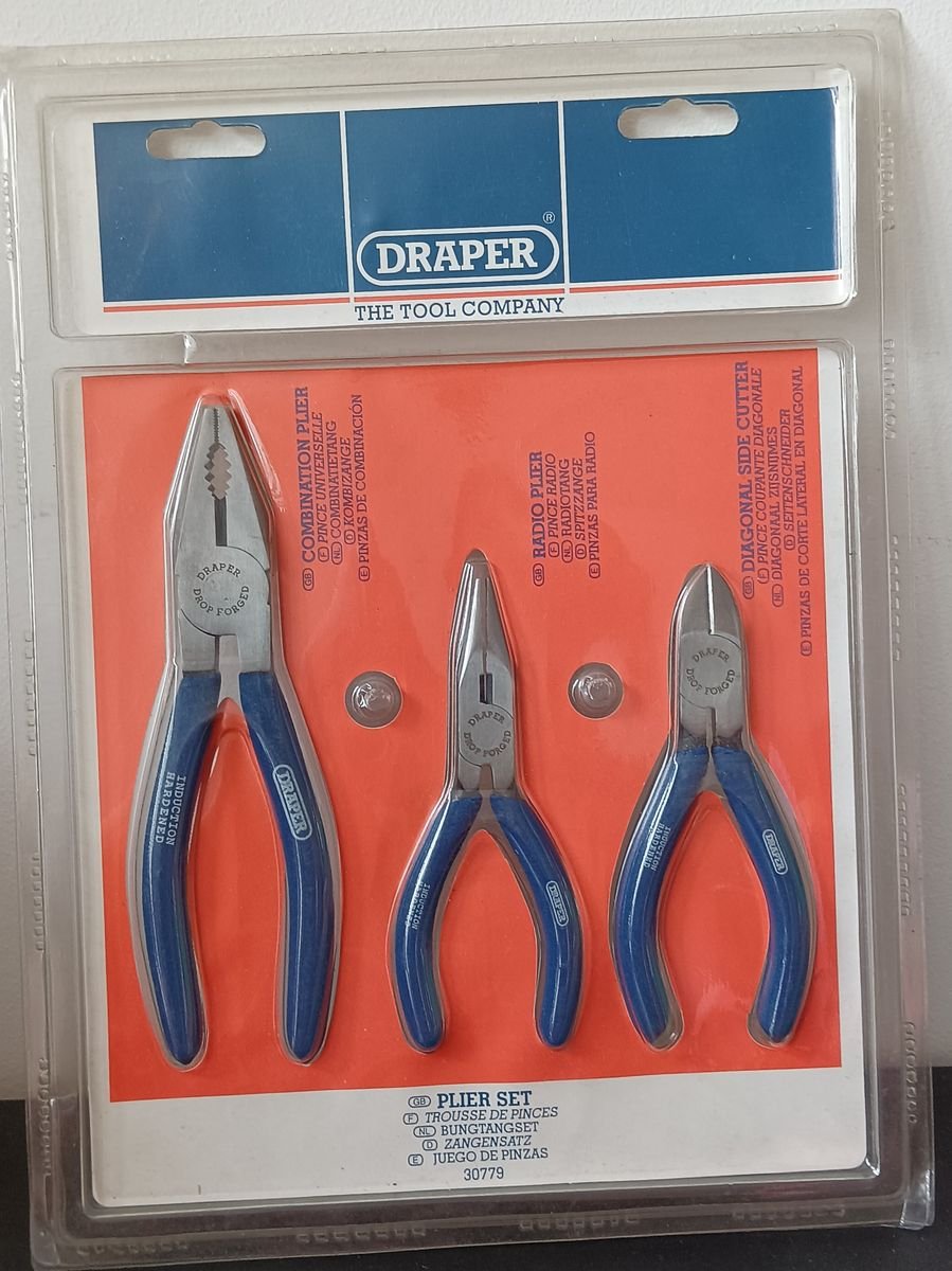 Draper 3 in 1 Plier Set – Combo, Long Nose & Cutter Pliers | Brand New - Image 1