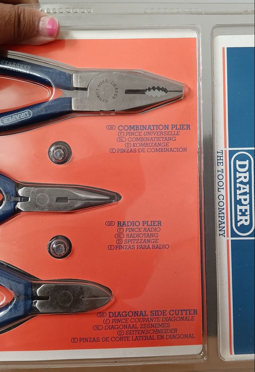 Draper 3 in 1 Plier Set – Combo, Long Nose & Cutter Pliers | Brand New - Image 2