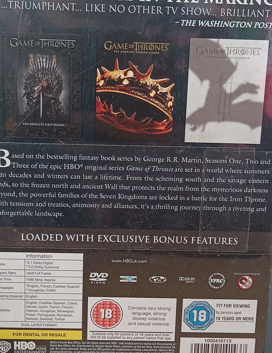 Game of Thrones Seasons 1–3 DVD Box Set (15 Discs, 30 Episodes) | Brand New & Sealed - Image 2