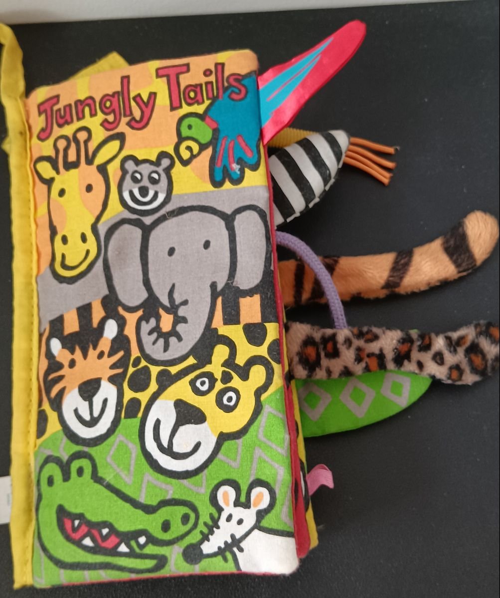 Jellycat Soft Book – Jungly Tails | Baby Sensory Crinkle Book | VGUC   - Image 1