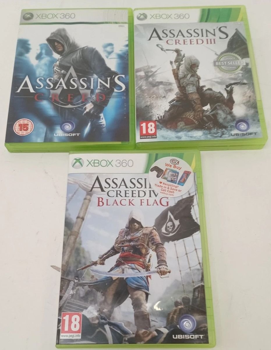 Assassin’s Creed Trilogy for Xbox 360 – I, III & IV Black Flag | VGUC | Action Adventure Set