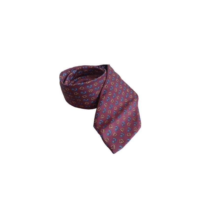 Harrods Men’s Silk Tie – Maroon with Print | VGUC | Classic Formal Neckwear