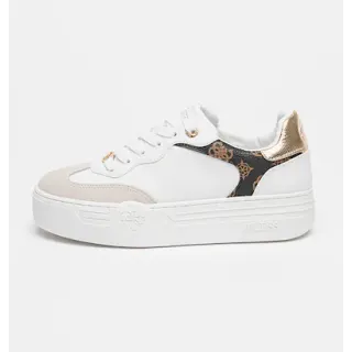 Pantofi sport GUESS cu detalii monograma, Alb/Auriu pentru femei