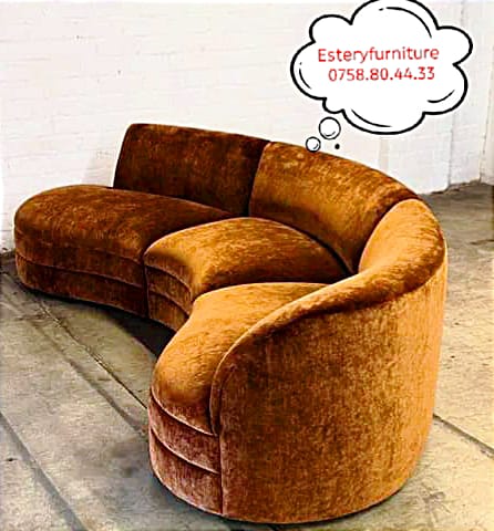 Amber Velvet Curved Sofa