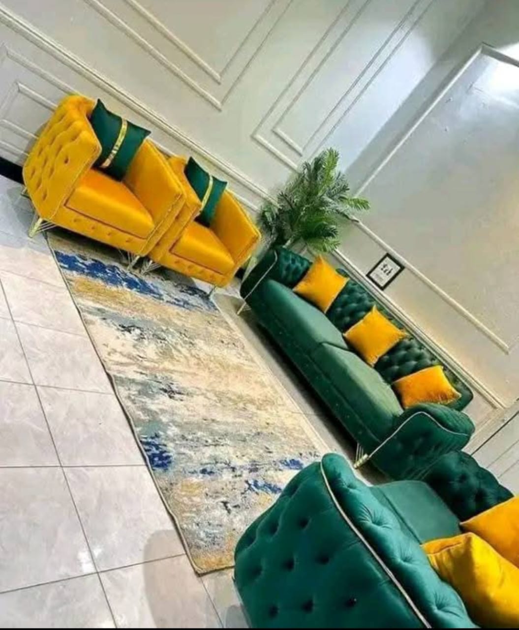 Green & Gold Chesterfield Suite