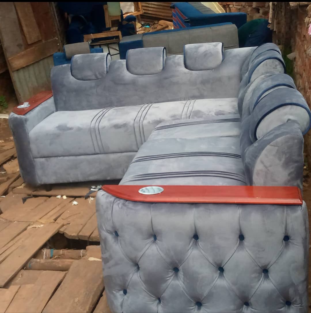 Grey Tufted Sectional
