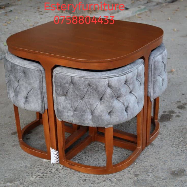 Space-Saving Table with Hidden Stools
