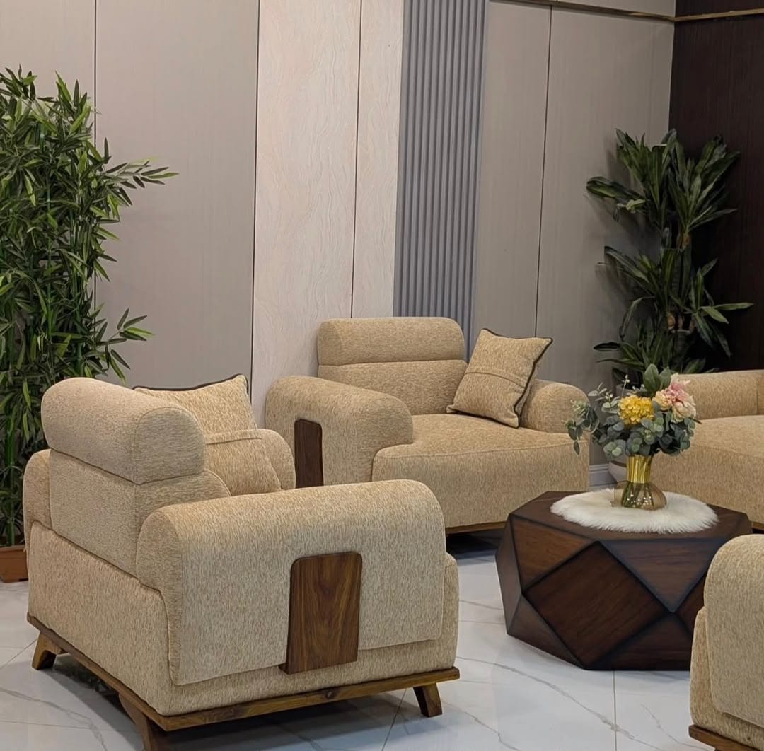 Cream Boucle Armchair Set