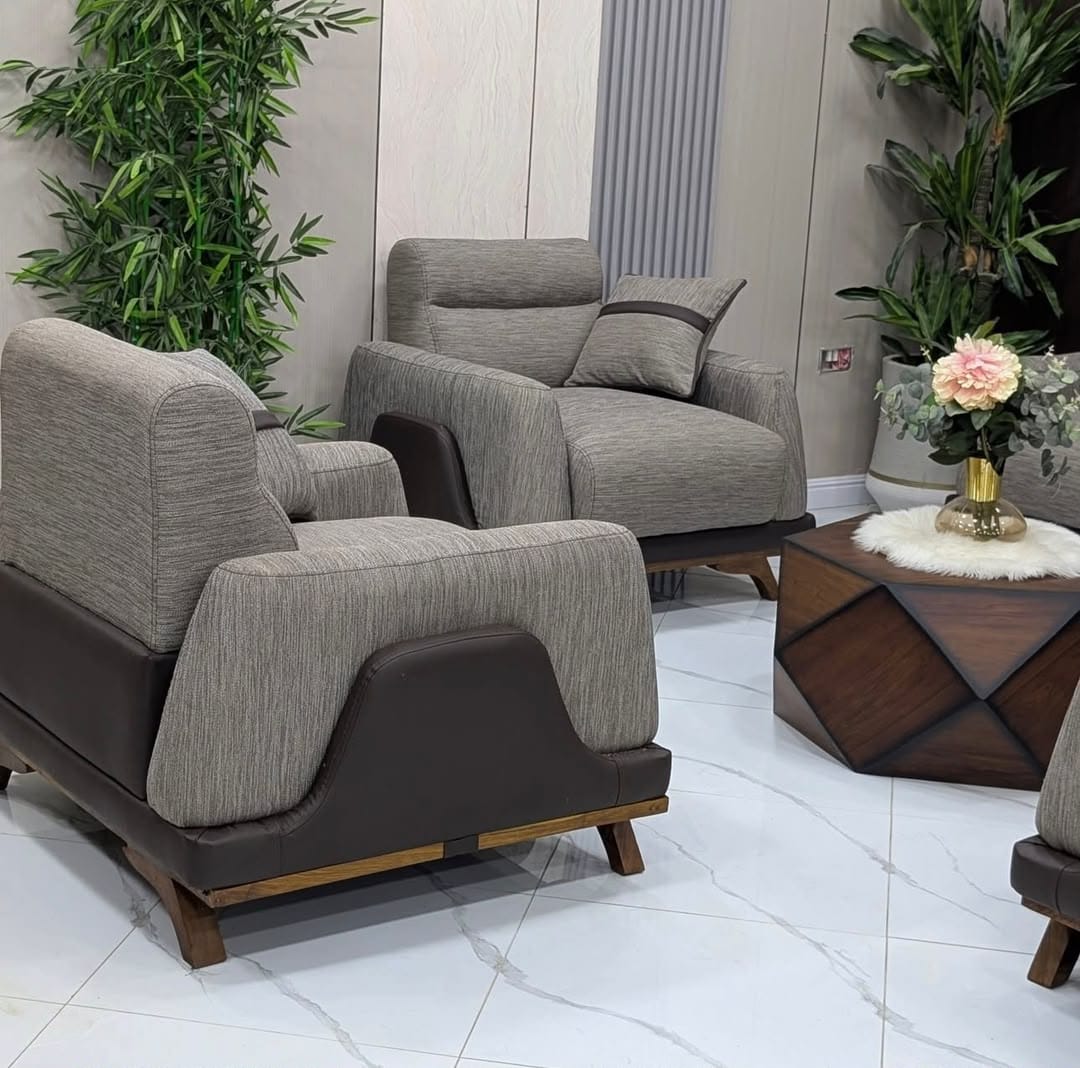 Grey Wooden Base Armchairs