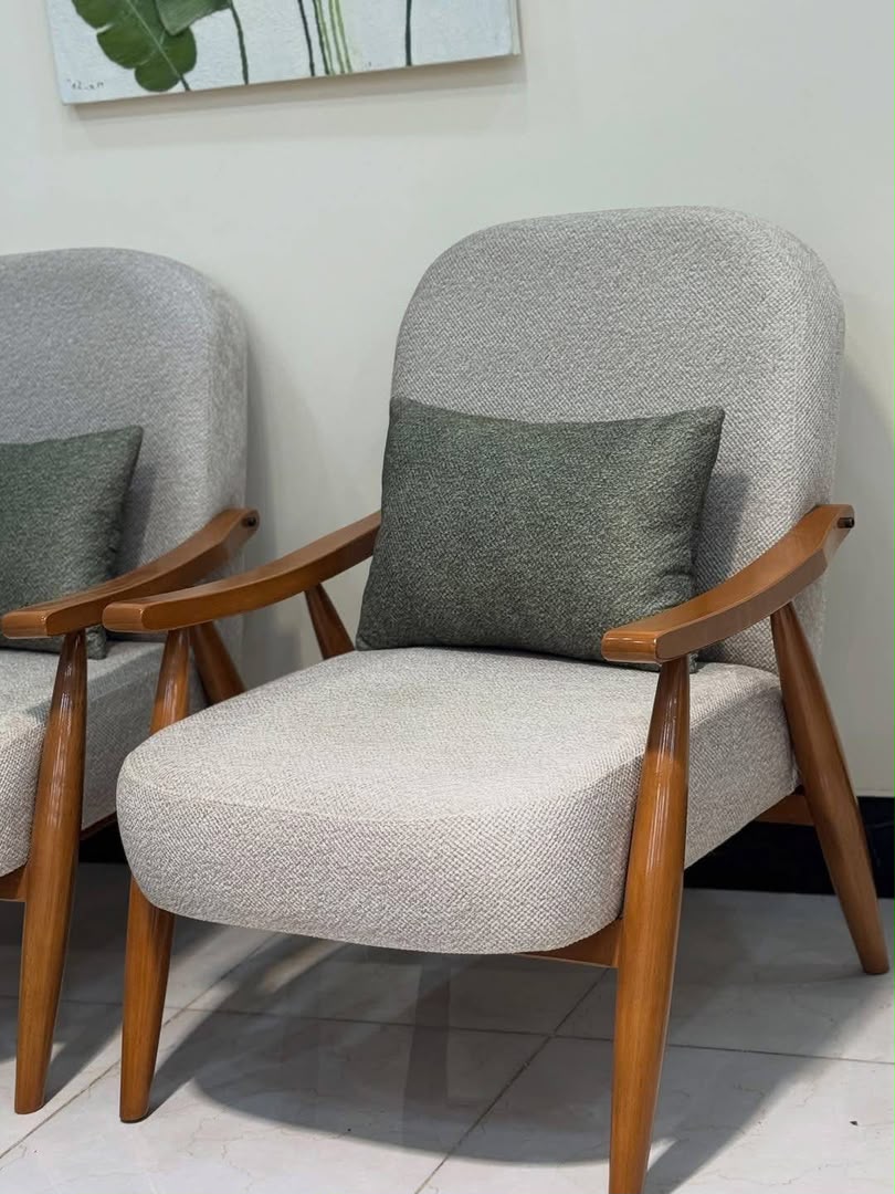 Boucle Wooden Accent Chairs