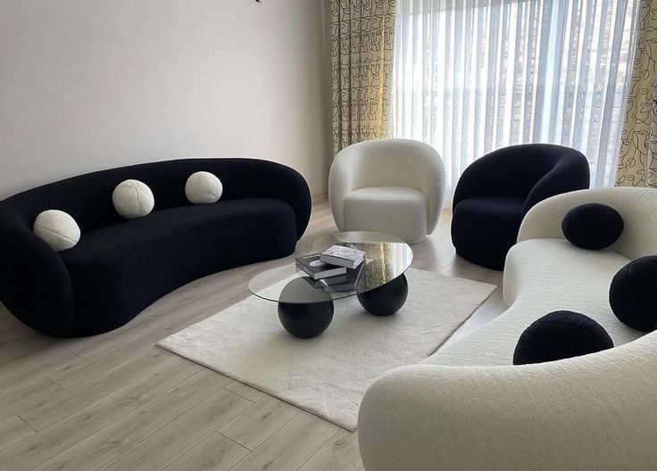 Monochrome Curved Living Set