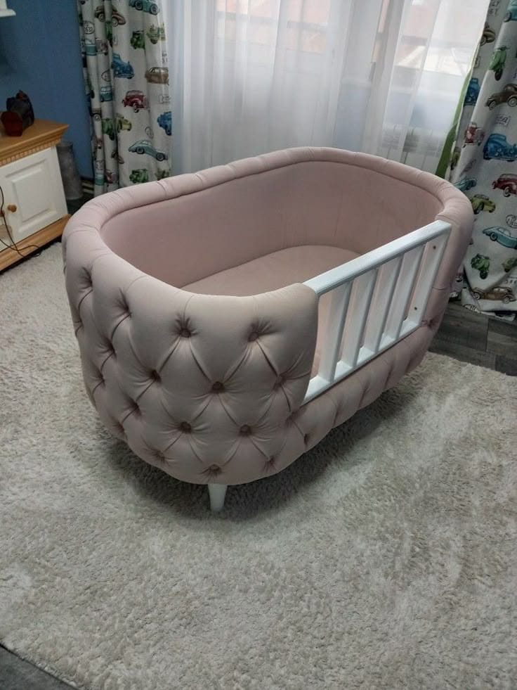 Blush Tufted Bassinet