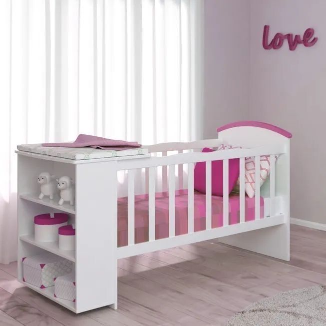 White Nursery Cot with Changer