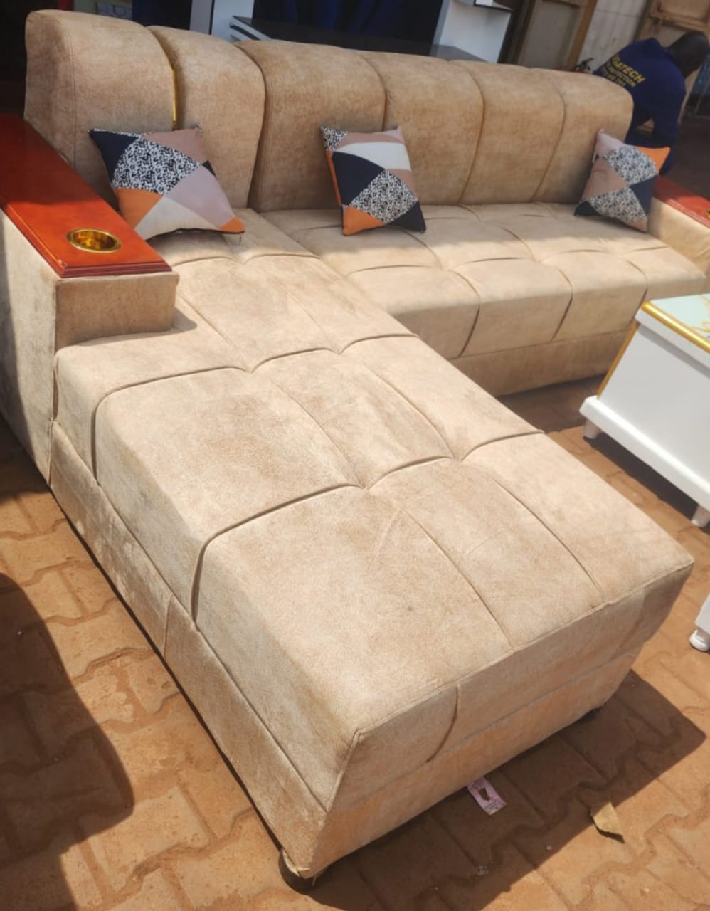 Beige Fabric Sectional