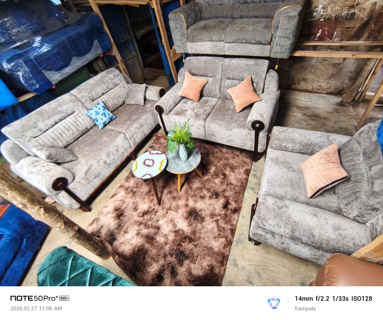 Grey Fabric Living Room Suite