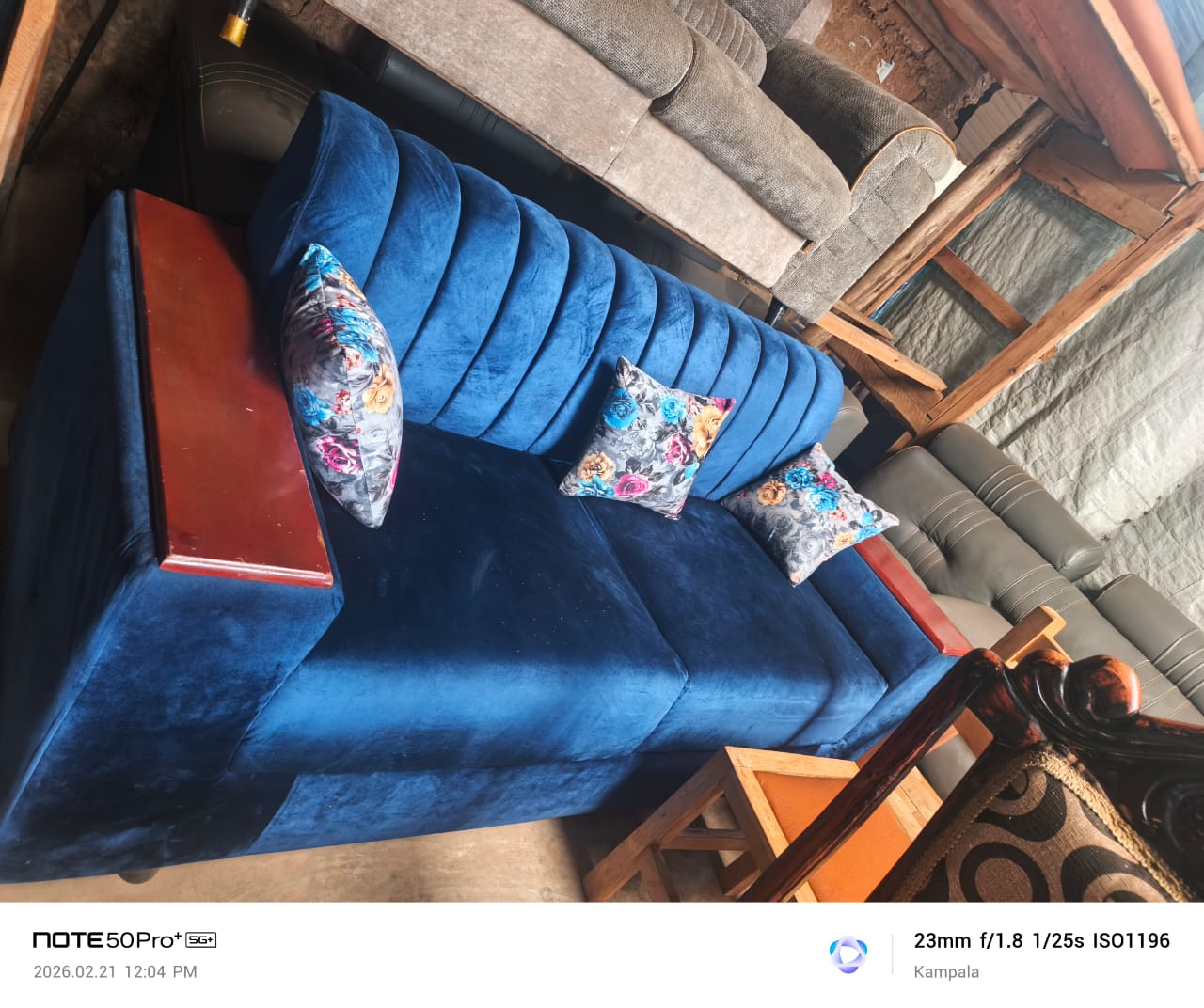 Blue Velvet Corner Sofa