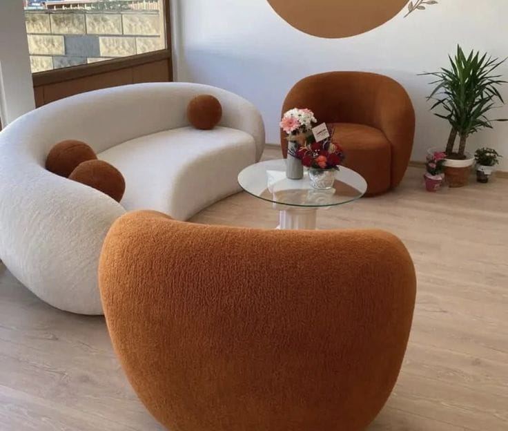 Boucle Curved Chair Set