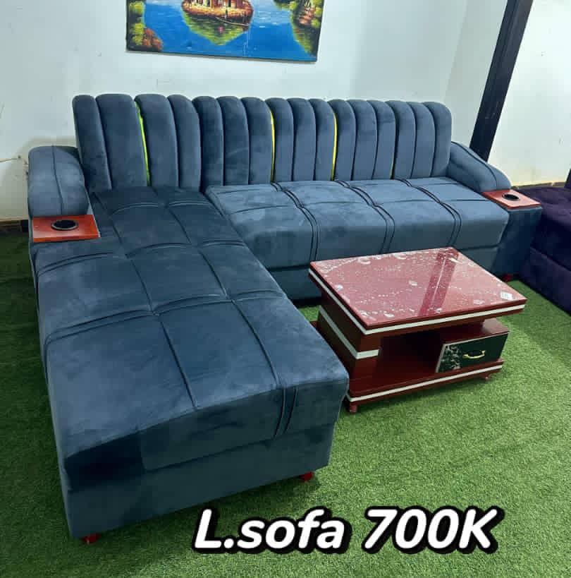 Blue Velvet L-Sofa