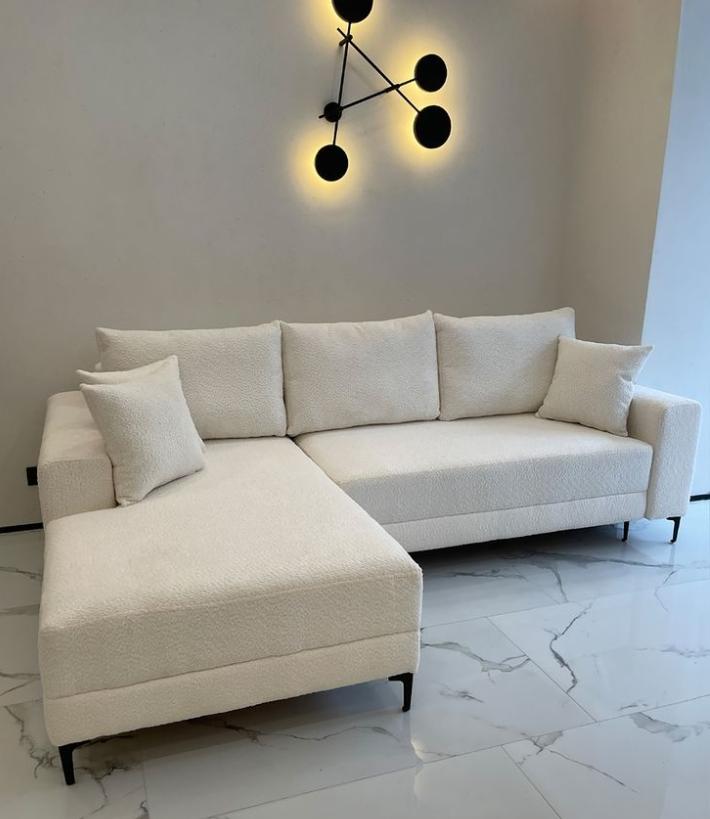 Cream Convertible L-Sofa