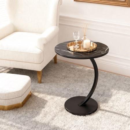 White Accent Chair with Side Table