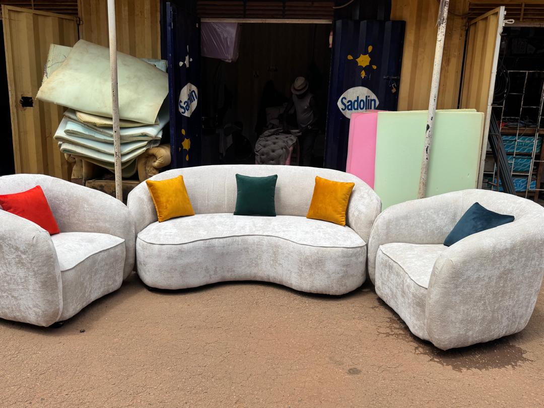 Curved Cream Living Set
