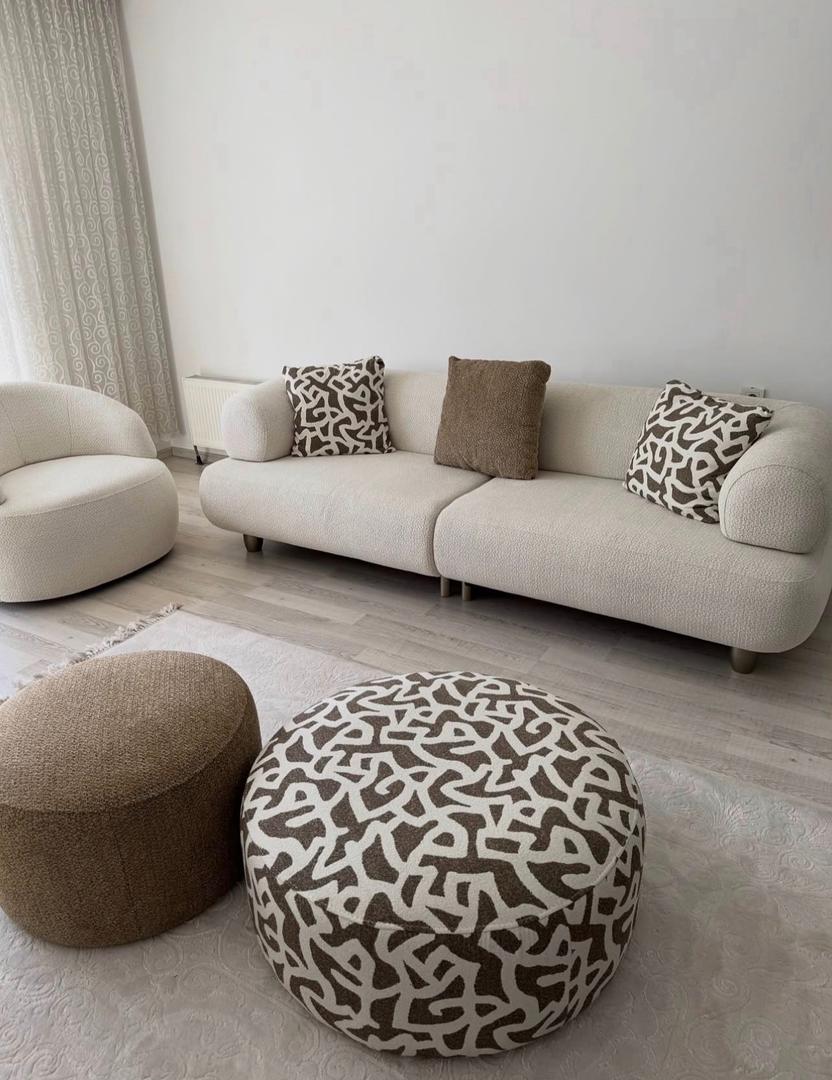 Cloud Cream Two-Seater with Pouf