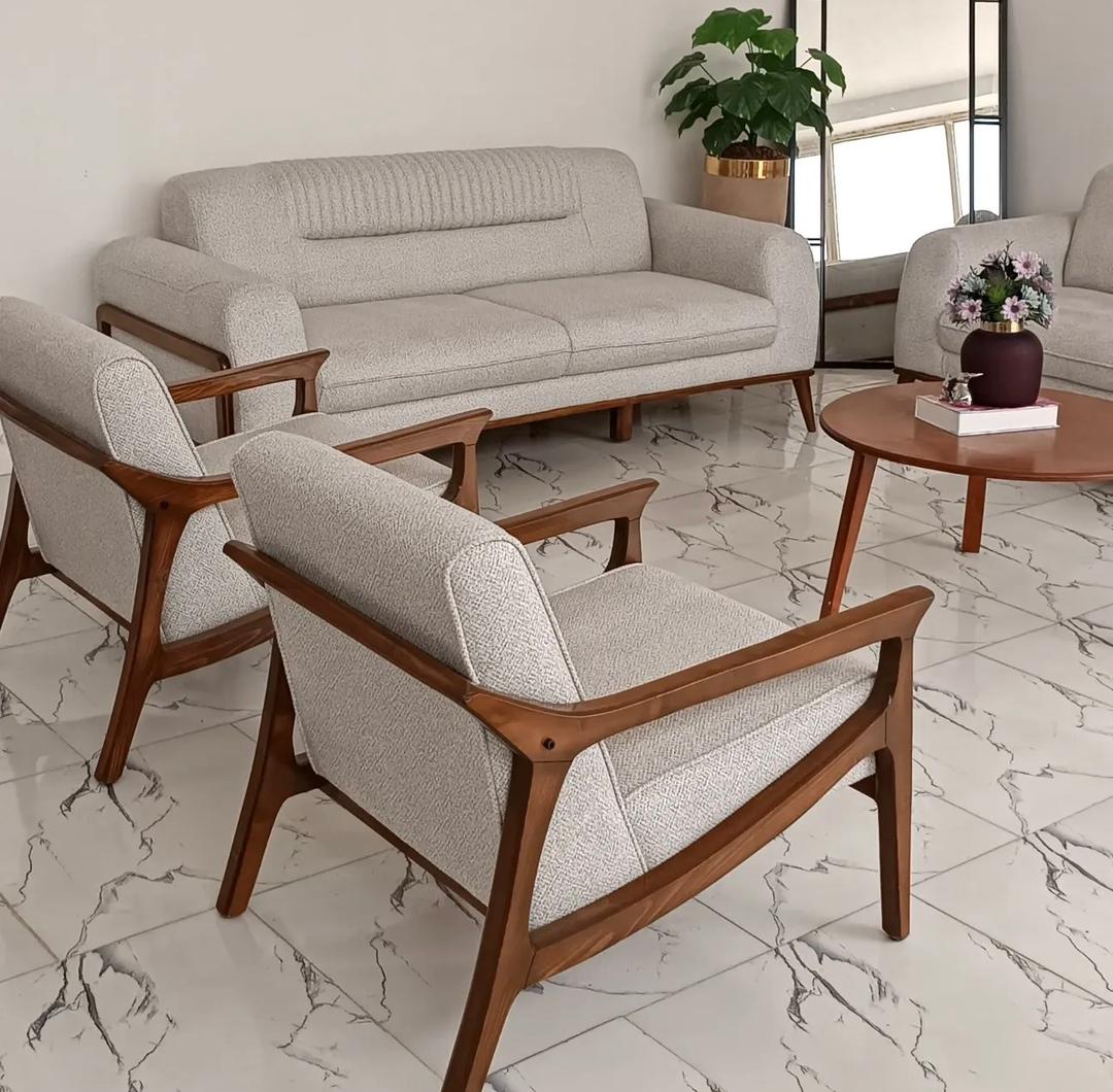 Nordic Wooden Arm Sofa Set
