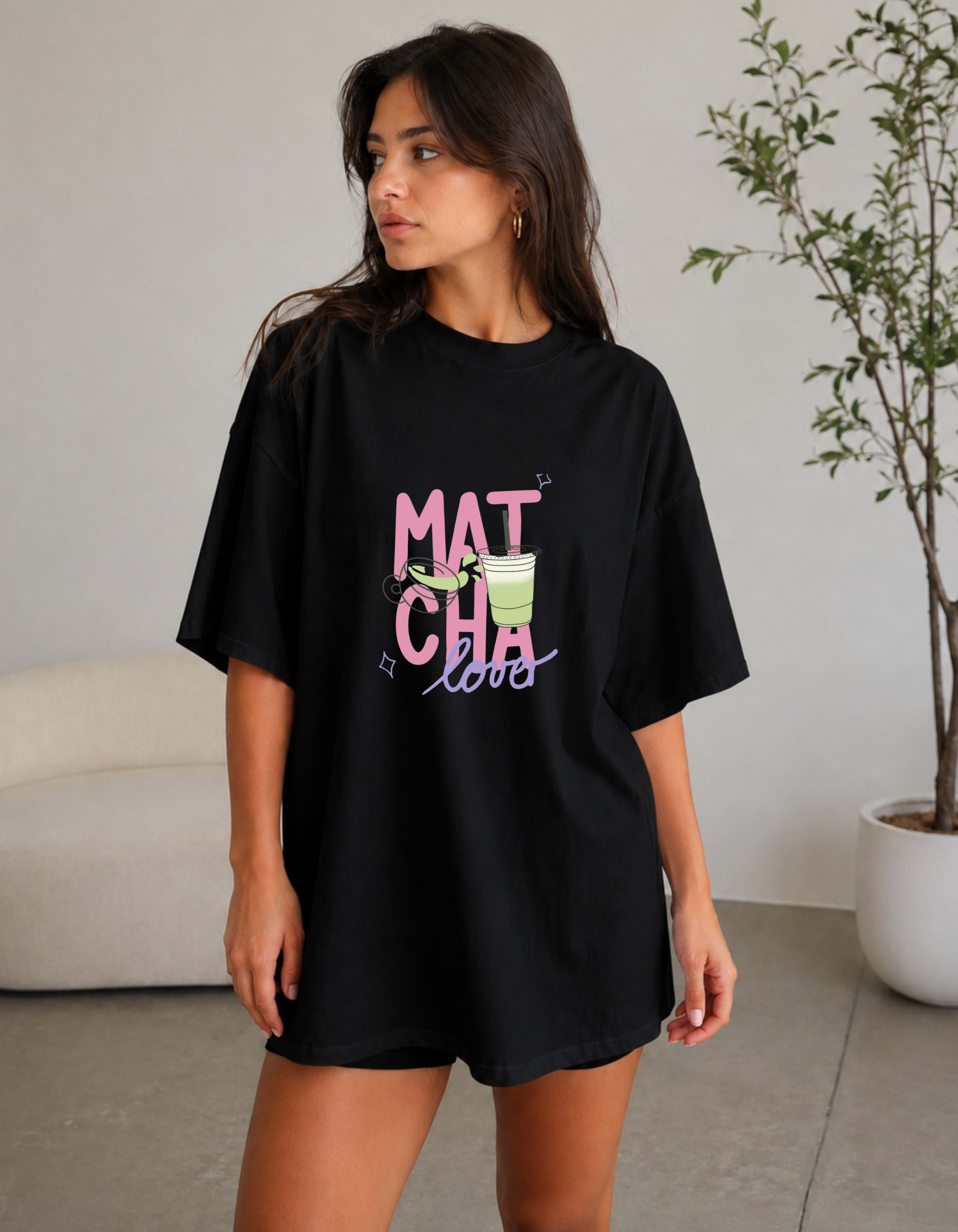 Matcha Love Oversized Graphic T-Shirt for Women