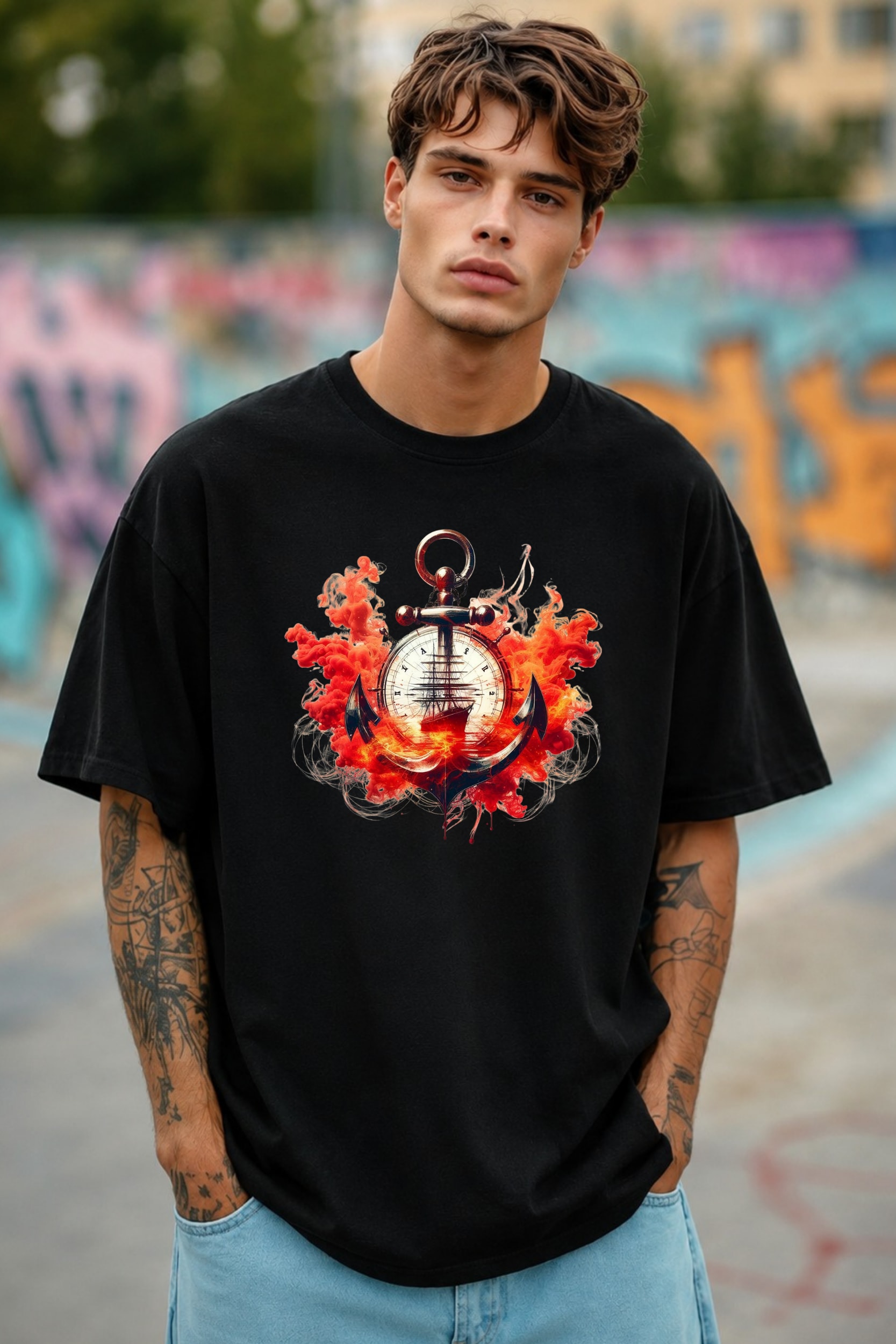 Anchor Legacy Oversized Graphic T-Shirt for Men - Image 1
