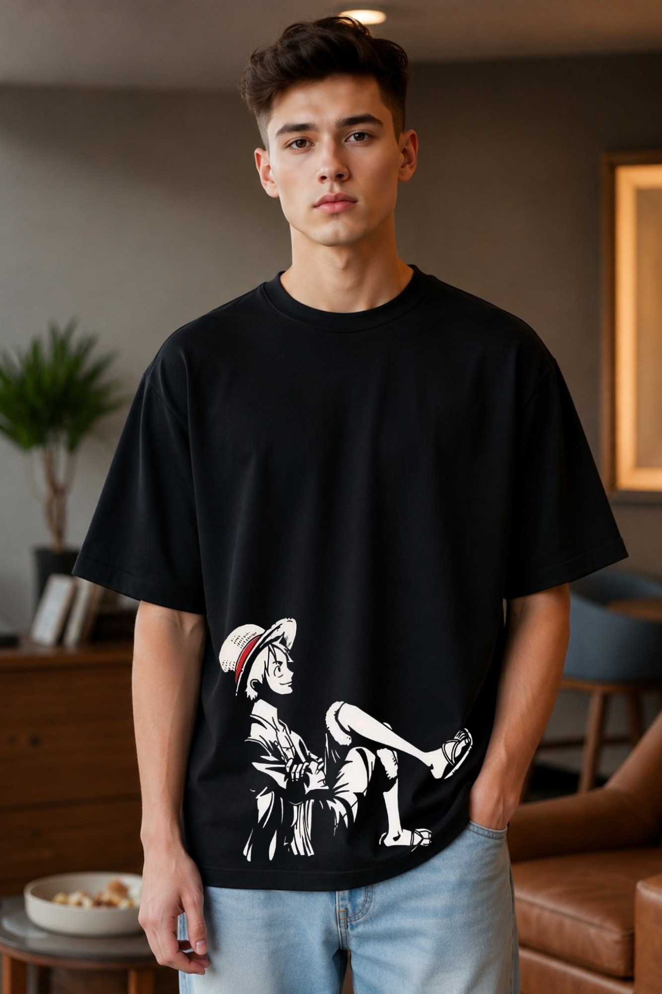 🏴‍☠️ Monkey D. Luffy Oversized T-Shirt – One Piece Edition