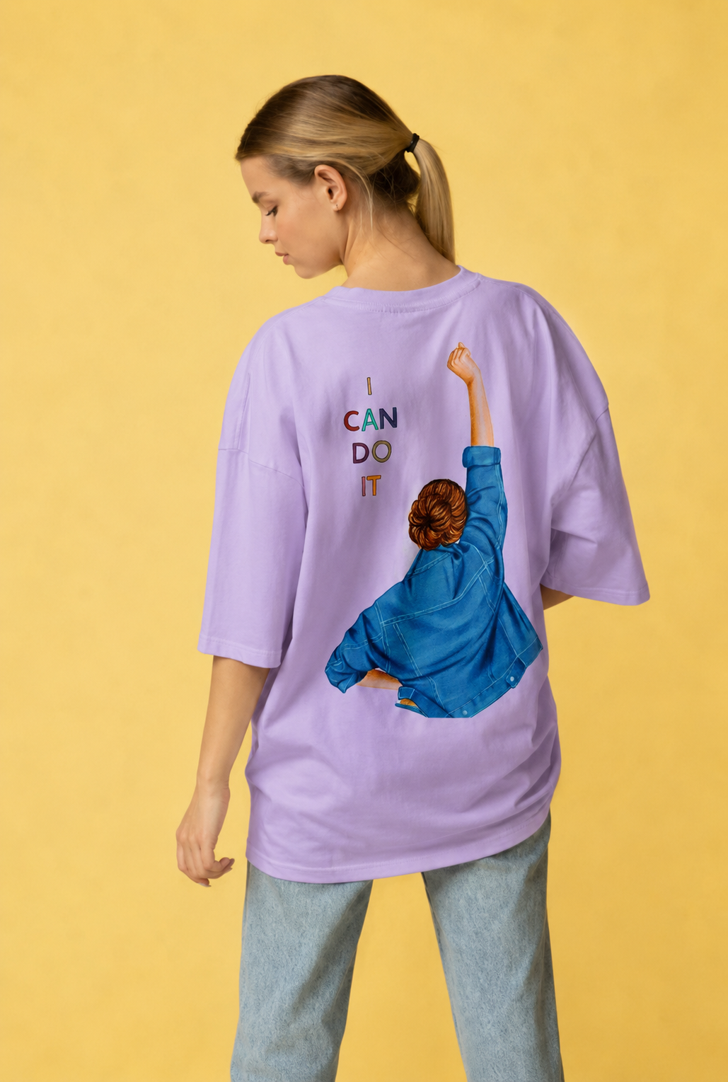 Women's "I Can Do It" Oversized Graphic T-Shirt – Lavender