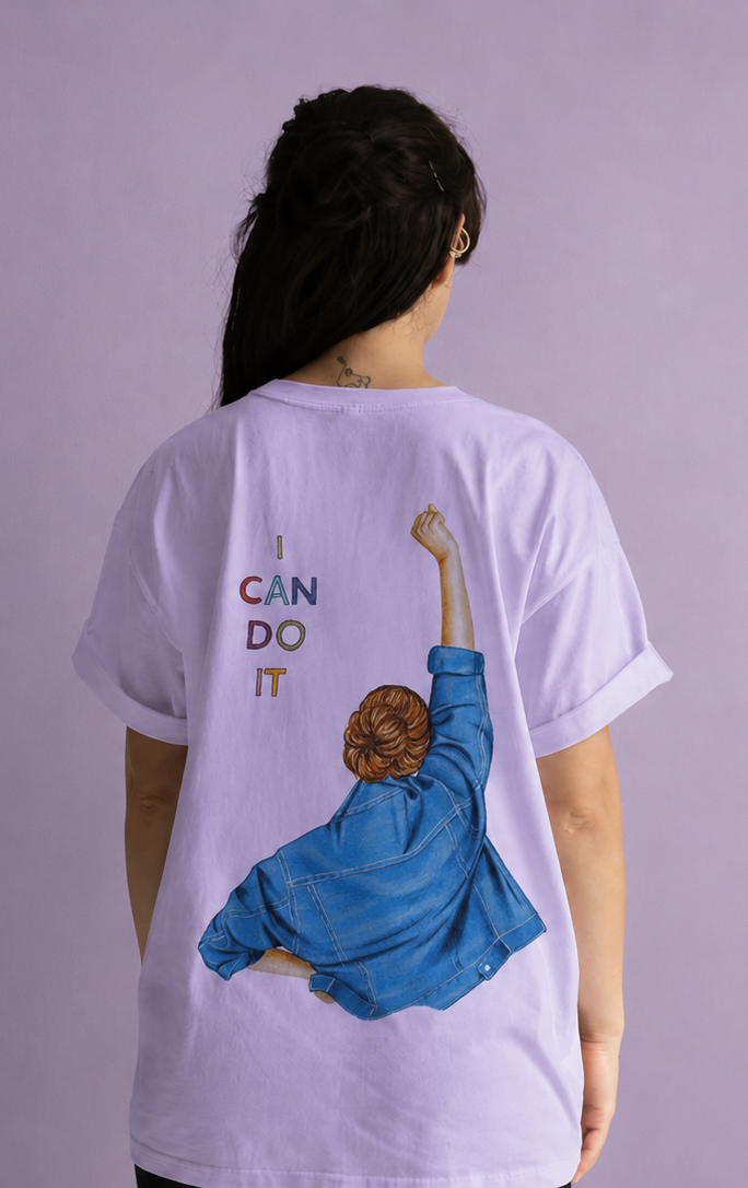 Women's "I Can Do It" Oversized Graphic T-Shirt – Lavender alternate