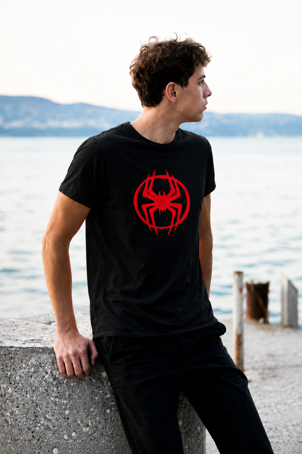 Men's Spider Graphic T-Shirt – Black alternate