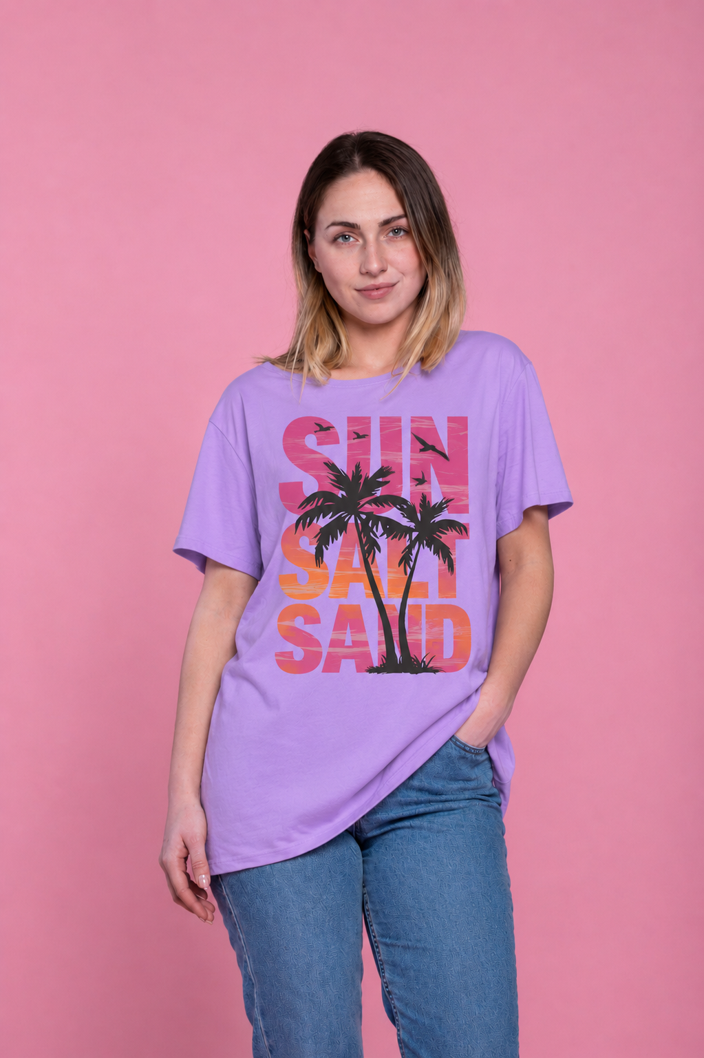 Women's "SUN SALT SAND" Graphic T-Shirt – Lavender alternate