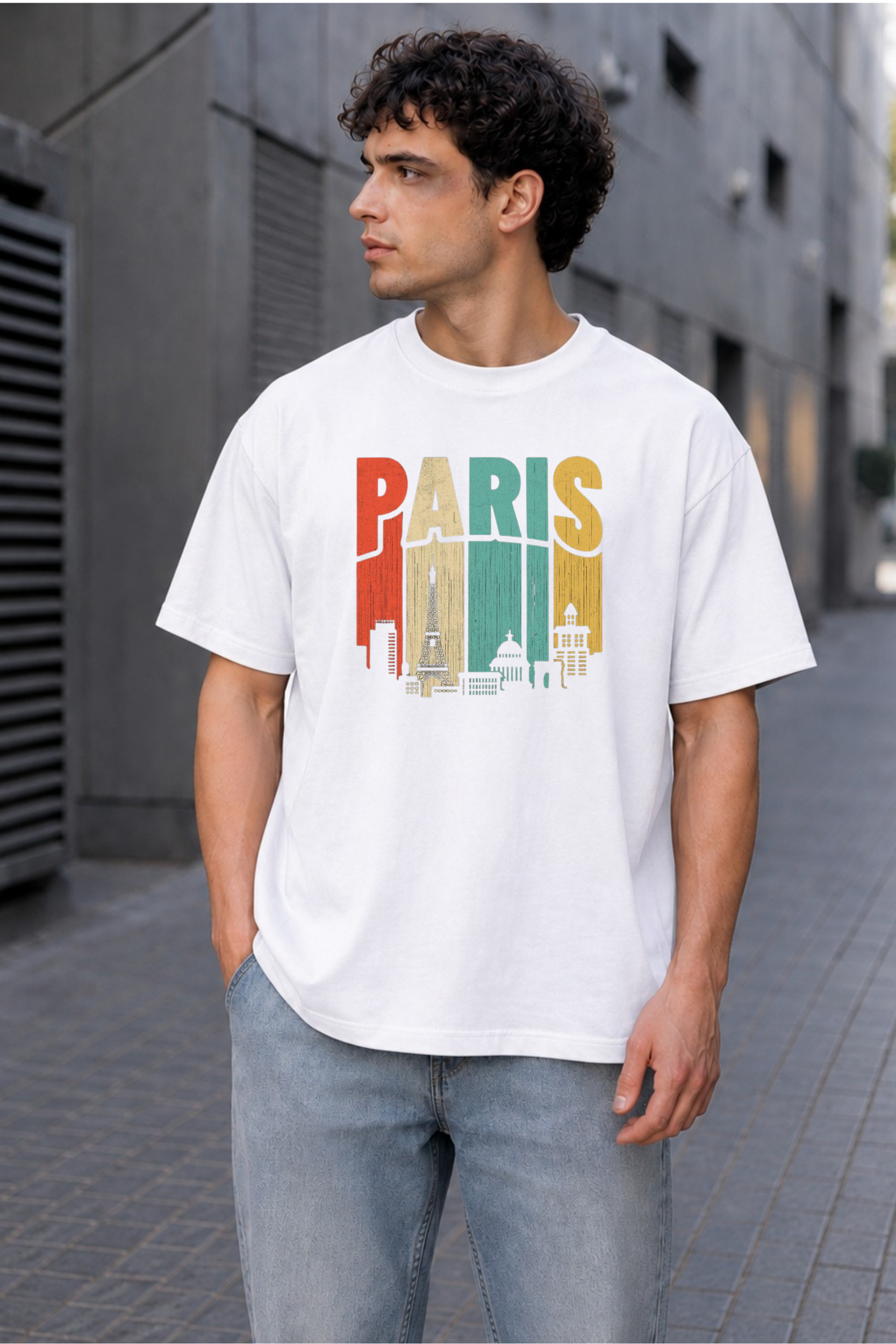 Paris Vintage Graphic Unisex Oversized T-Shirt – Lavender thumbnail 2