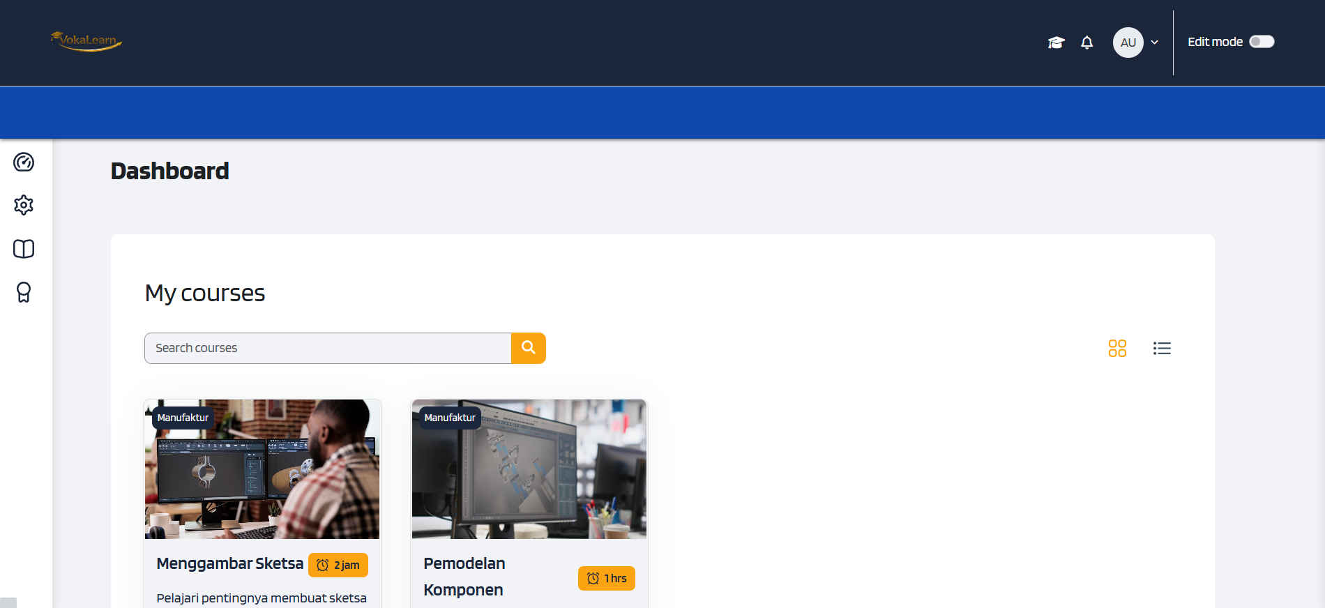 Preview of VokaLearn Moodle learning platform.