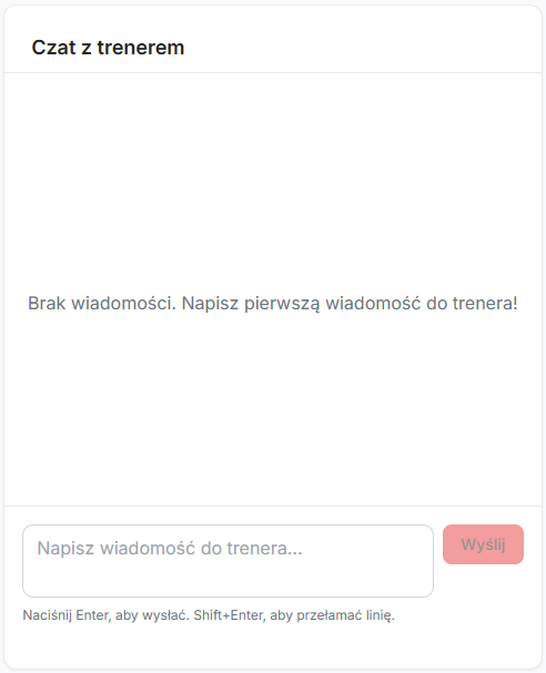 Czat z trenerem w panelu klienta