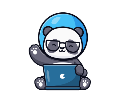 Panda with laptop