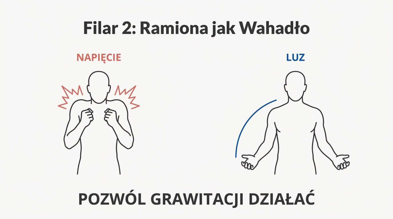 Zrelaksowane ramiona pracujące jak wahadło