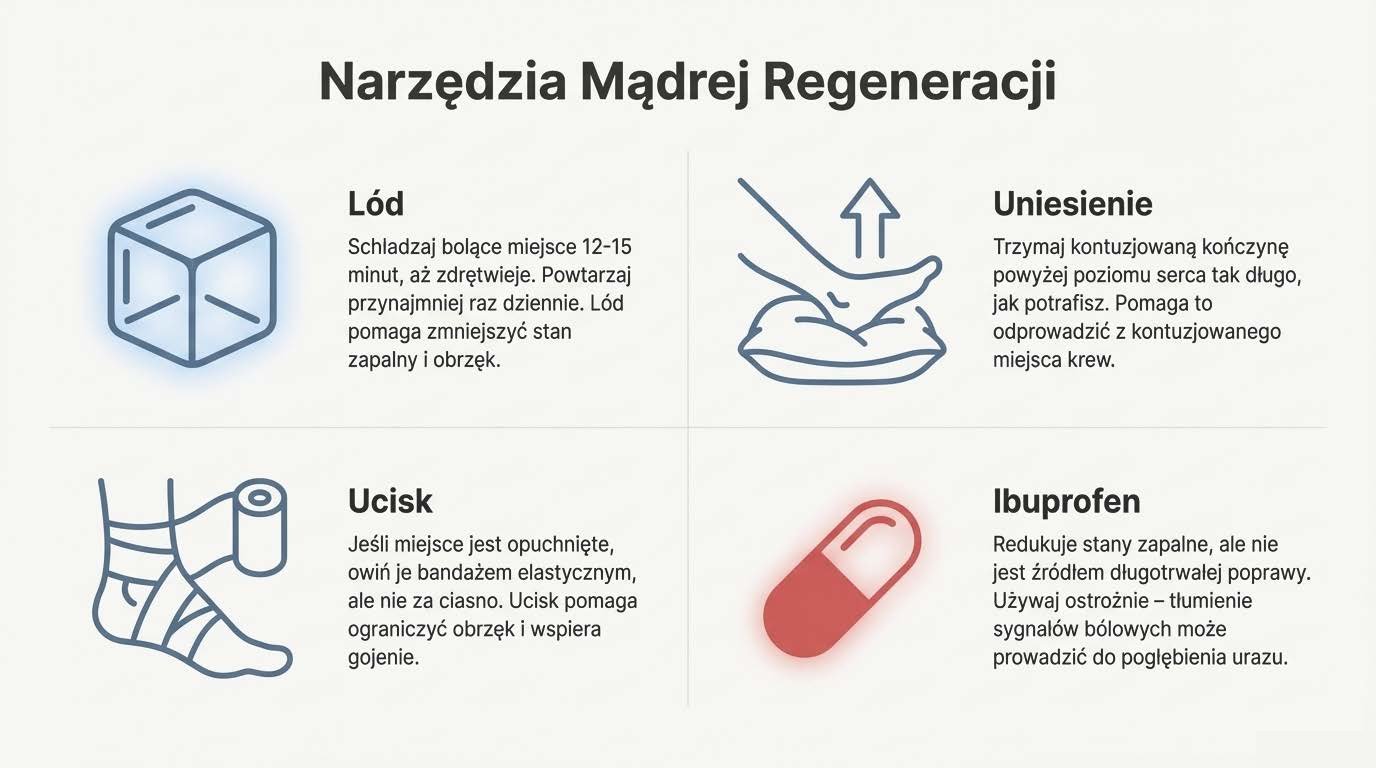 Narzędzia mądrej regeneracji: lód, uniesienie, ucisk, leki