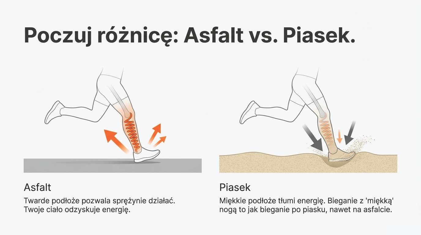 Twarde podłoże jak asfalt vs miękki piasek a sprężystość