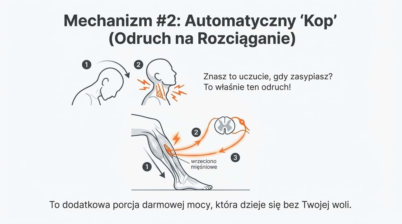 Działanie odruchu na rozciąganie we wrzecionach mięśniowych