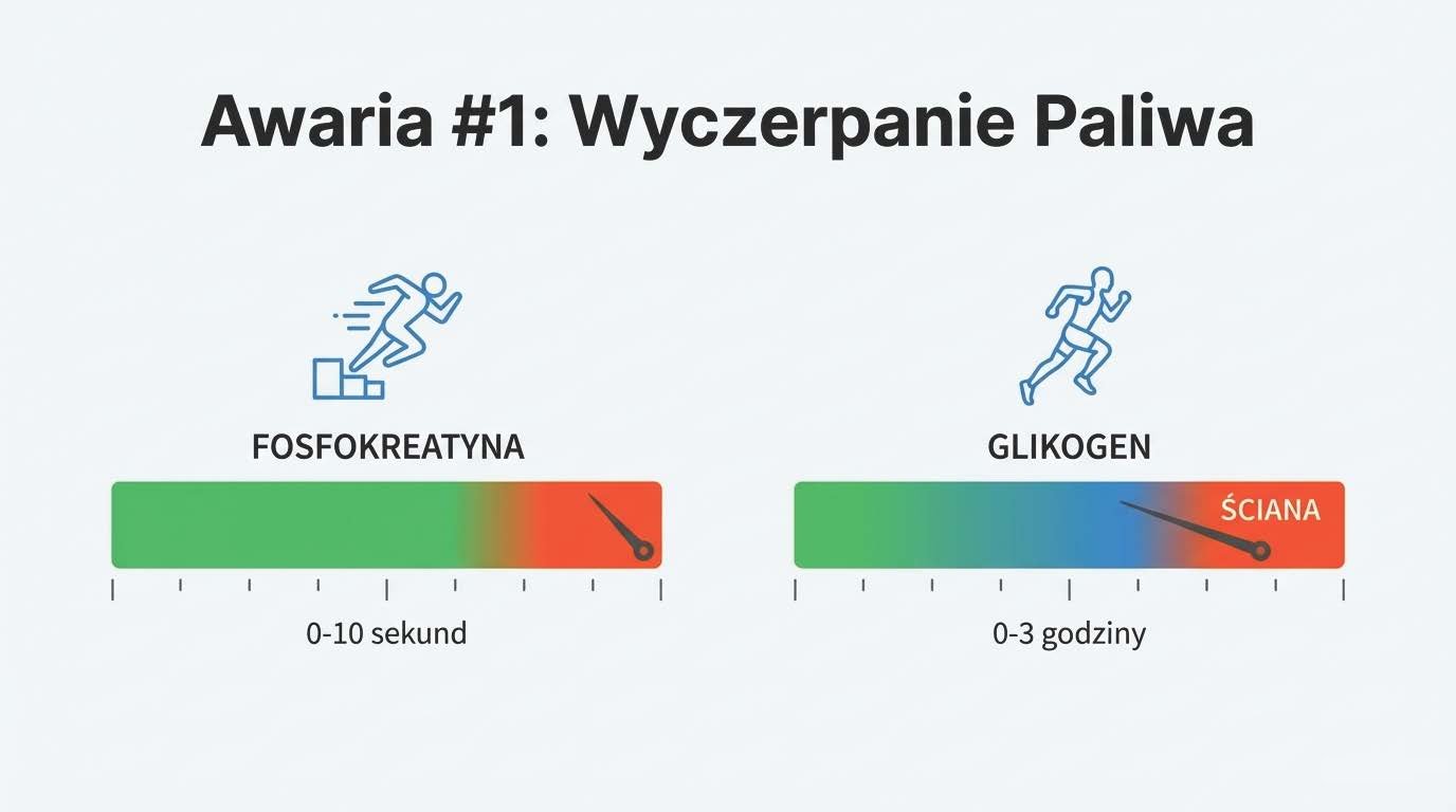 Wyczerpanie zapasów fosfokreatyny i glikogenu w czasie