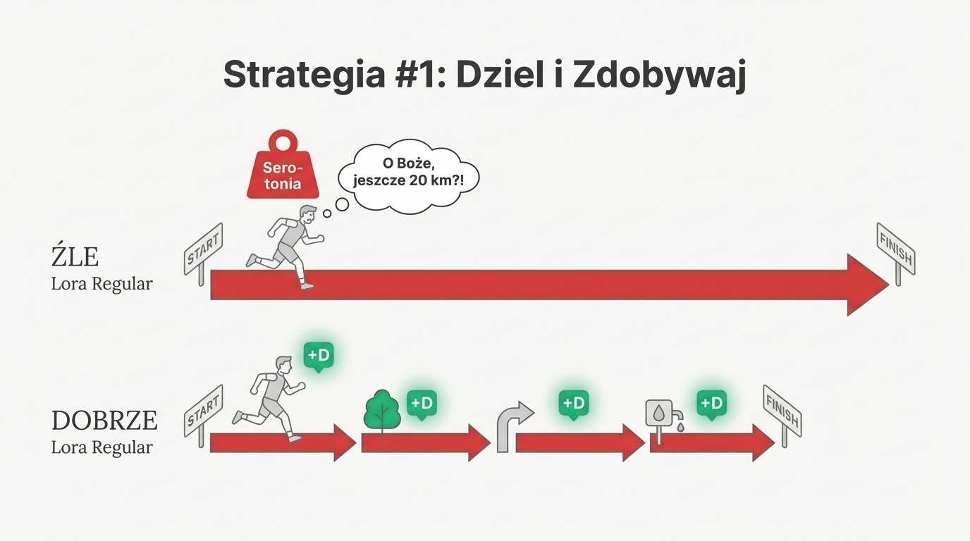 Zła strategia (cały dystans) kontra dobra strategia (dzielenie na mikro cele)